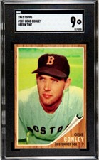 1962 Topps #187 Gene Conley Green Tint Red Sox SGC 9