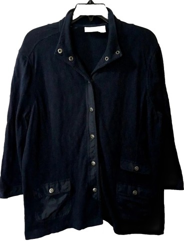 CHICO's ZENERGY Sz 2 Jacket Womens Navy Blue Trendy Snap Closure Pockets Sailor - 第 1/8 張圖片