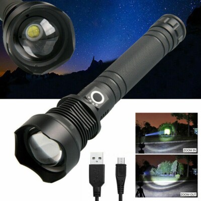 Torcia Tatticale LED T6 Da 100.000 Lumen – Potente, Militare, Ricaricabile E Zoom Regolabile