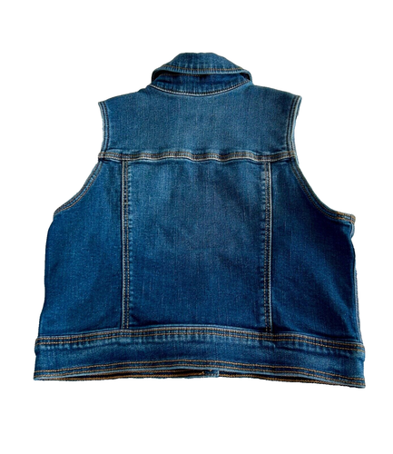 Girl's Cat & Jack Dark Blue Denim Button Down Vest With Pockets Size Medium 7-8 - Picture 2 of 12