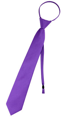 Vesuvio Napoli PreTied Men's Necktie Solid Color Mens Adjustable Zipper Neck Tie
