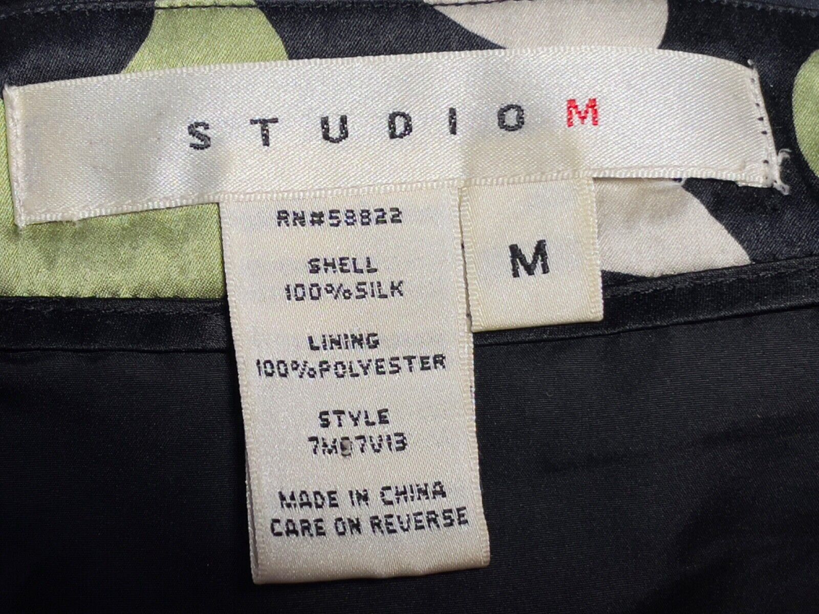 Studio M MCM Print Silk Skirt Black Green Beige - image 3
