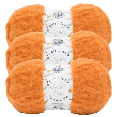 (3 Pack) Lion Brand Yarn 159-133BA Feels Like a Dream Yarn, Orange Zest