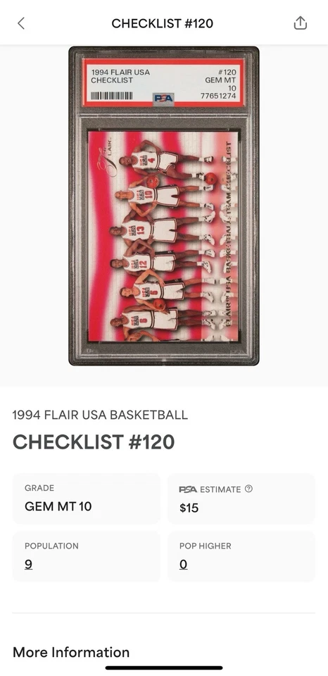 PSA 10 1994 Flair EE. UU. Lista de verificación 64-120 #120 Shaq Thomas Miller Wilkins Baloncesto Foto 3 de 3