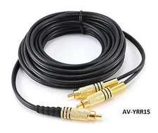 CablesOnline 15ft Single RCA Male to 2-RCA Male Gold-Plated Splitter Cable, BK