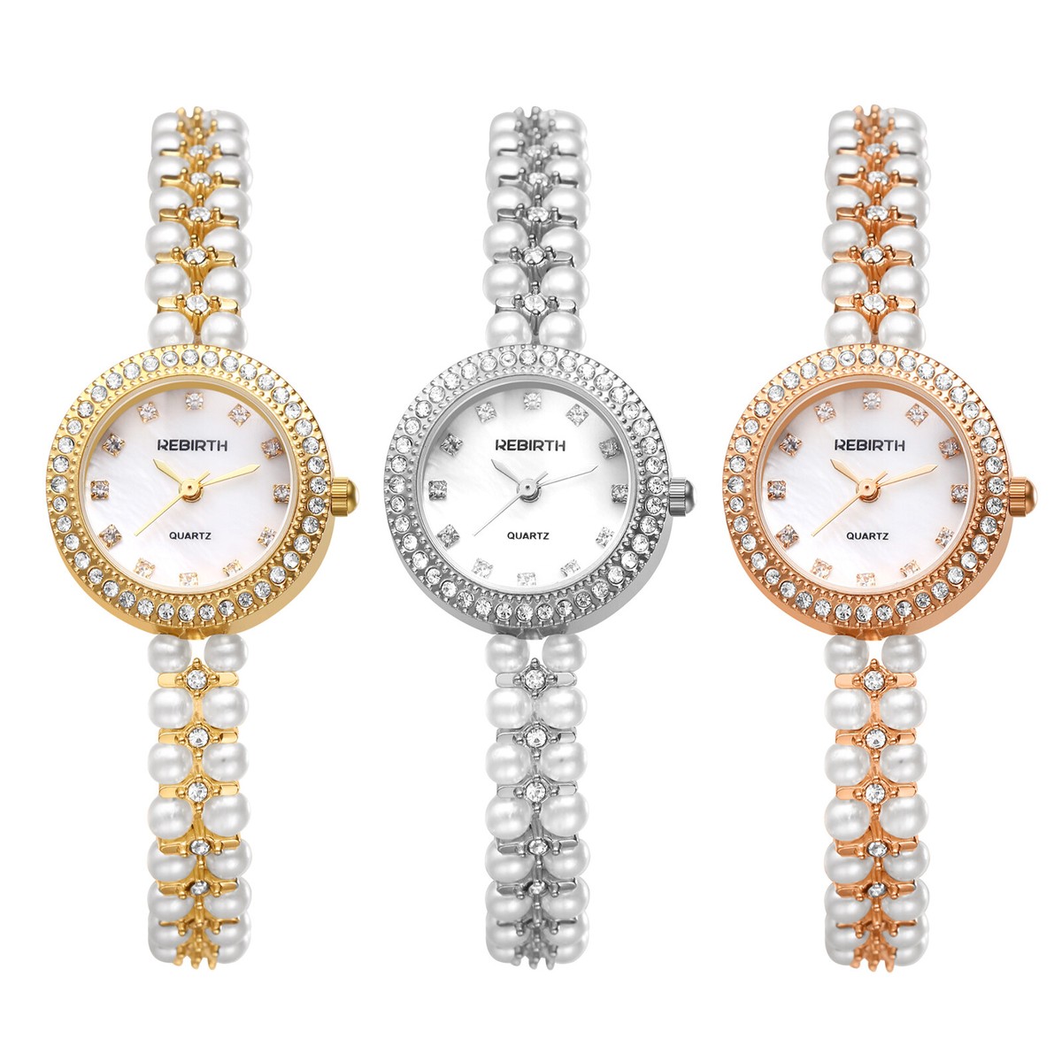 Stainless Steel Diamond Dial Bangle Watch, Quartz Movement, Water Resistant Facet Strass Elegant Women main image 4