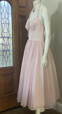 1950's Vintage Classic Soft Pink Tulle Halter Prom Holiday Ballet Dress Gown  Med | eBay
