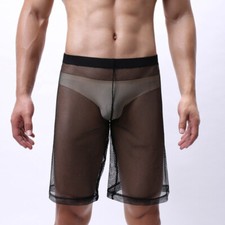 Boxer Shorts En Réseau Pour Hommes Sexy Lingerie Taille Basse Transparent