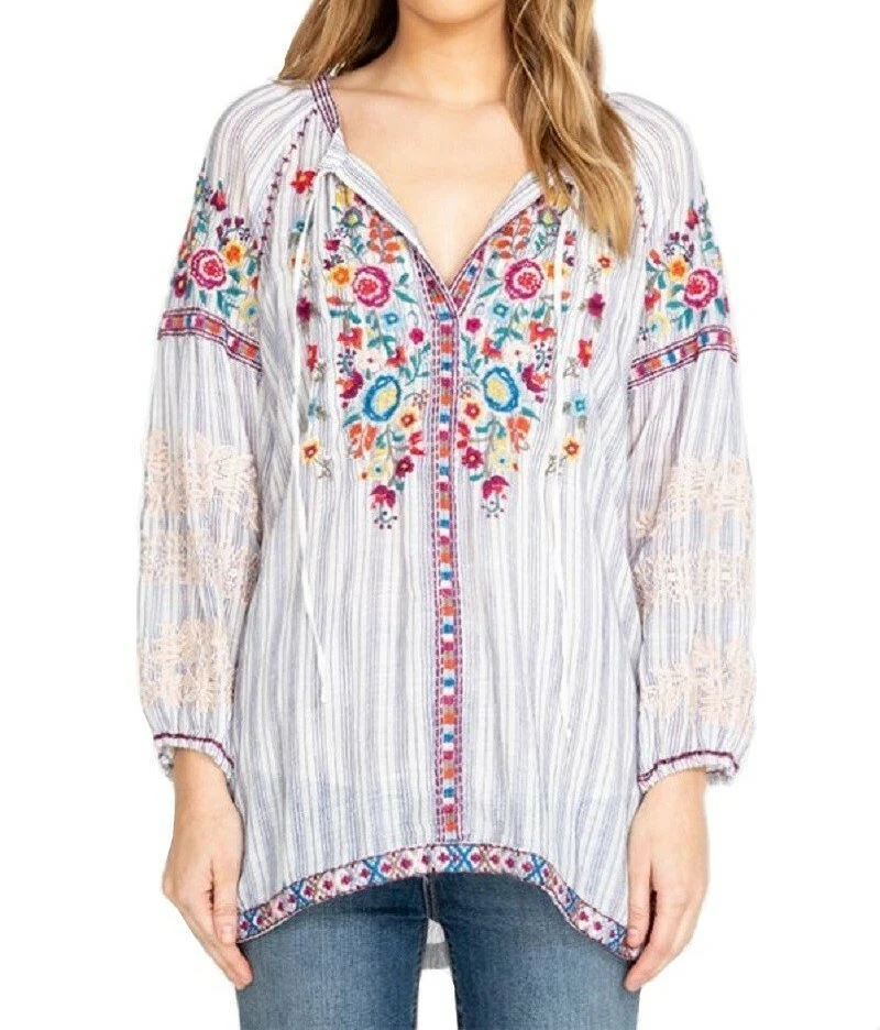 Johnny Was Blouse Babeth Peasant Rayée - W13519-3 - Photo 1/1