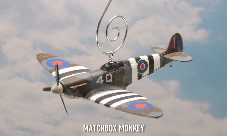 RAF Supermarine Spitfire WWII Single Prop Christmas Ornament Airplane Aircraft - Image 2 of 4