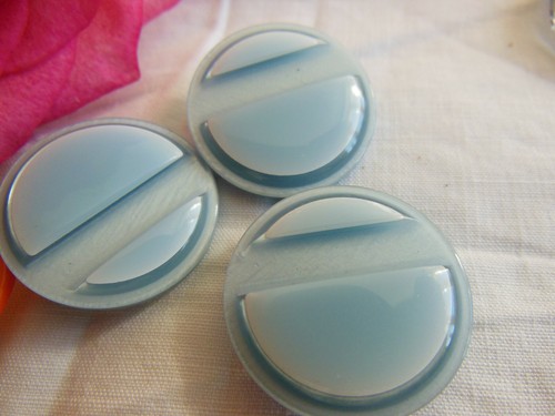 Lot De 6 Boutons Vintage Bleus - Motif à Pied, Diamètre 2,2 Cm, Référence 5358, Occasion
