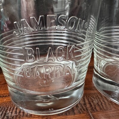 Jameson Irish Whiskey Black Barrel Low Ball Glasses Set of 2