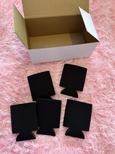 Set Of 5 Black Blank Vinyl/Sublimation Can Koozies