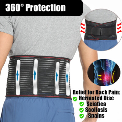 Men Copper Back Pro Compression Belt Adjustable Lower Lumbar Back Brace Support