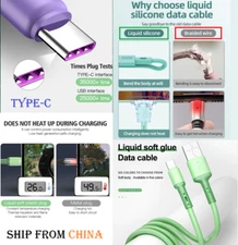 GEL LIQUID SILICONE FAST charging USB TYPE-C Cable phone Charger cord Type C NEW