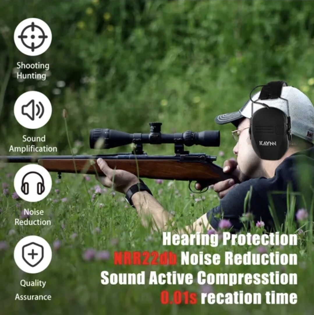 KAYNN 025 Electronic Earmuff Shooting Ear Safety Protection w/ Gel Ear ...