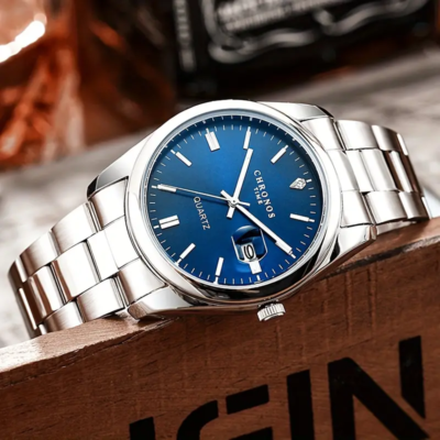 Elegant CHRONOS Men's Watch - Stainless Steel & Luminous Dial