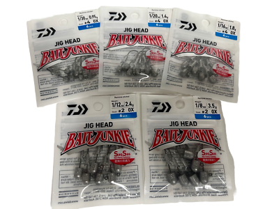 Têtes De Plomb Daiwa Bait Junkie – 1/6 Oz, Hameçon Taille 1, Pack De 6, Neuf