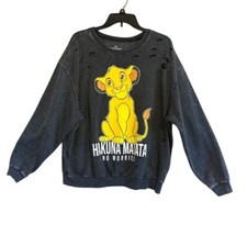 Disney The Lion King Hakuna Matata No Worries Charcoal Distressed Sweatshirt 3X