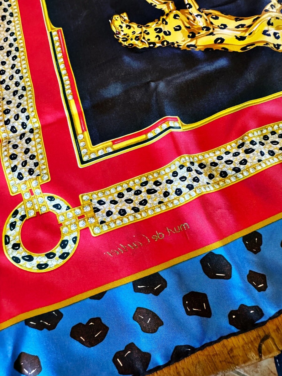must de Cartier シルクスカーフ レオパード MUST DE CARTIER scarf Silk TWill Jungle Leopard Handroll