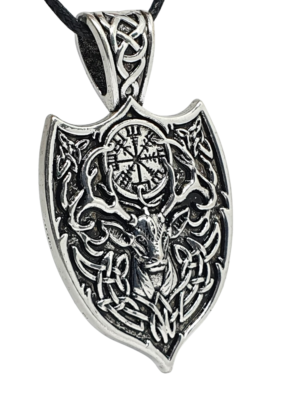 Viking Stag Vegvisir Necklace Pendant Norse Stag Cernunnos Herne Heathen Cord