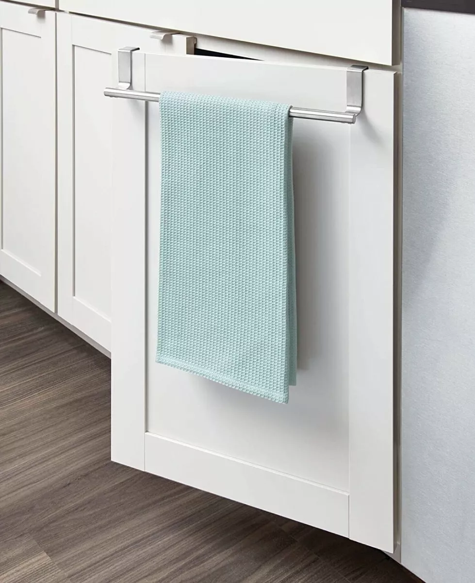 Over Door Tea Towel Holder Rack Bathroom Rail Cupboard Hanger Kitchen Hook UK