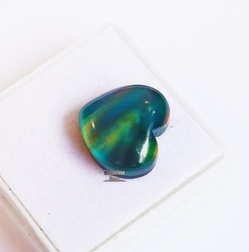 Black Silk Natural Opal Ring Size Bi-Color Heart Shape Loose Gemstone 6.50 Ct - Picture 3 of 8