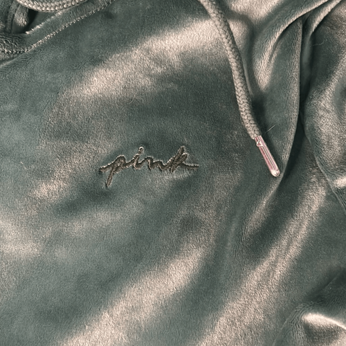 Victoria secret pink velour zip up jacket woman's large pink logo - Afbeelding 5 van 8