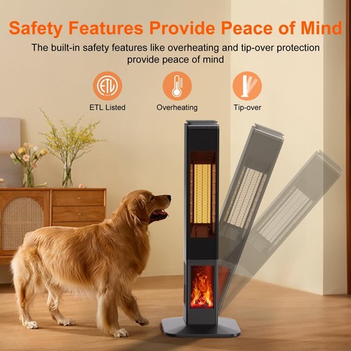 Uthfy Space Heaters for Indoor Use,32" Electric Heater w/Flame for Large Room - Picture 2 of 6