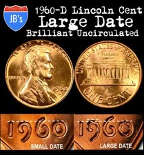 1960-d Large Date Lincoln Memorial Cent Penny 1c - Brilliant Uncirculated Bu 1960-d Large Date Lincoln Memorial Cent Penny 1c - Brilliant Uncirculated Bu