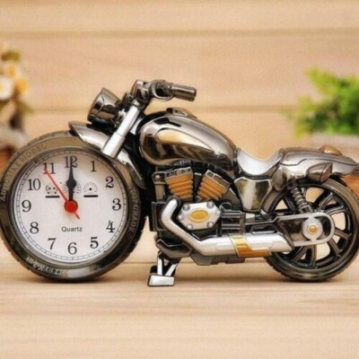 Motorrad Wecker Oldtimer tickfrei weckbar Motorrad Uhr für Home Office 