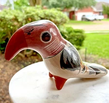 Tucan Bird Mexican Mexico Tonala Pottery Clay Folk Art Hand Painted Figural Bird