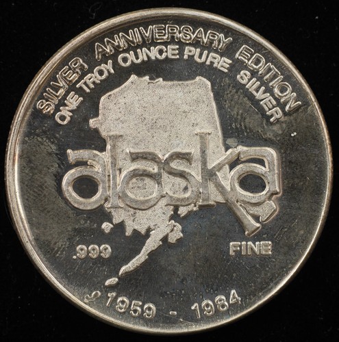 1984 Alaska North to the Future Silver Anniversary .999 1oz Silver Round (64486)