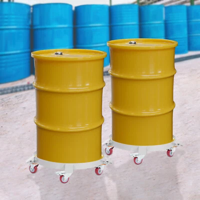 2 Pack 55 Gal Drum Dolly Heavy Duty Barrel Cart 1200lbs with Swivel Casters