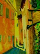 TOMFISHER buildings Italy architectural Impressionism Landscape Original Oil