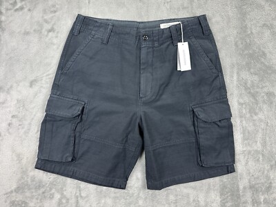 Outerknown Men Size 33 8'' Organic Cotton Cargo Shorts Black New NWT Summer Prep