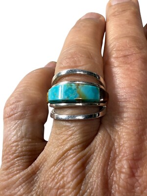 Modernist DTR Jay King Türkis Ring 925 Gr. 7,75 Tigerauge Steine Akzente