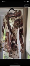 PrettyLittleThing Size 8 Long Sleeve Silky Wrap Over Effect Dress 