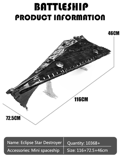 Mould King 21004 Star Wars Eclipse-Class Imperial Star Destroy Model Ship Set - Picture 3 of 6