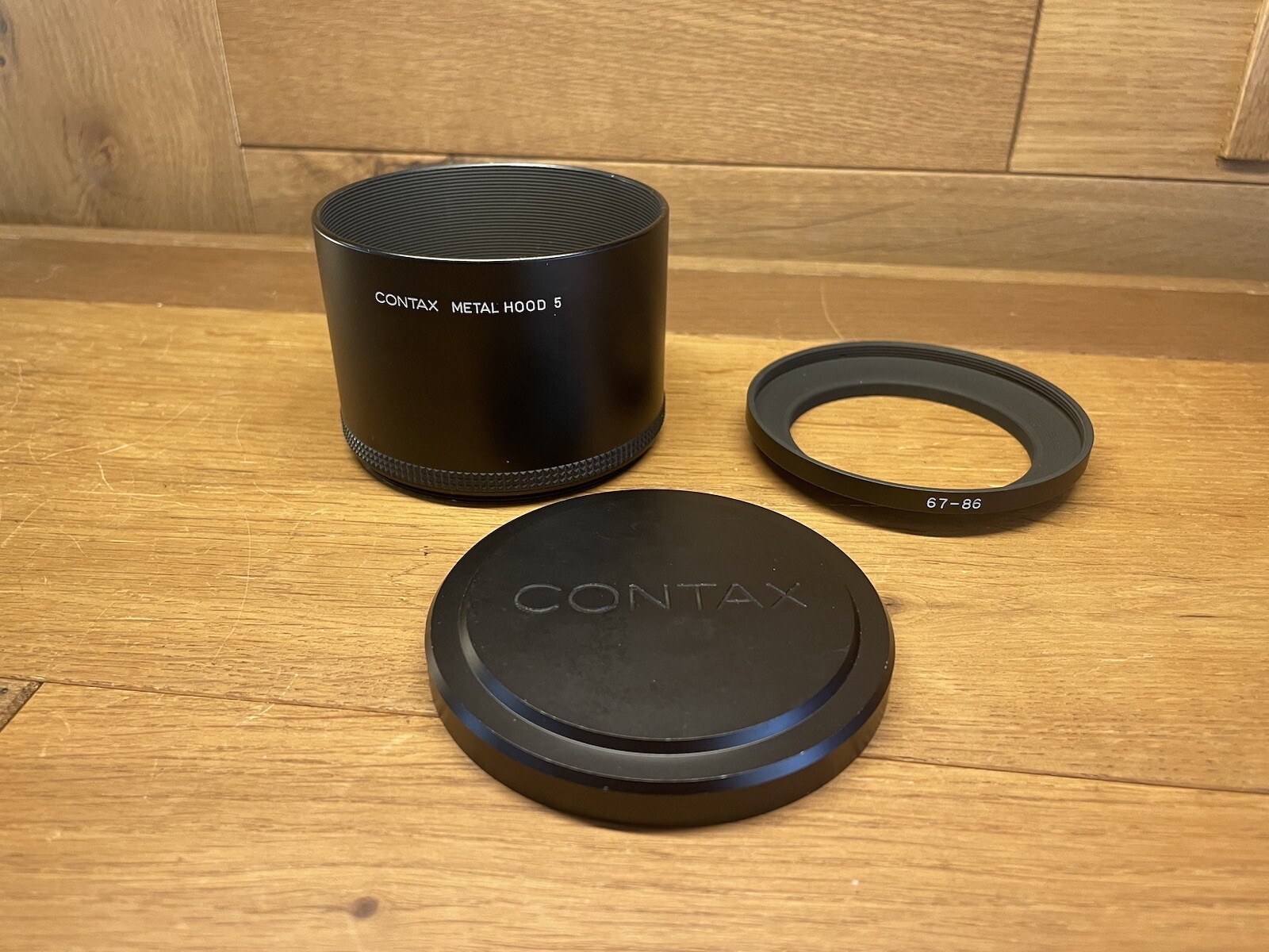 *Near Mint* Contax Metal Hood 5 & K-84 89mm Metal Lens Cap w/ 67/86 Ring From JP