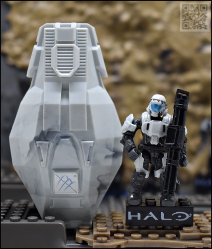 HALO MEGA BLOKS ARCTIC WHITE ODST SHARK PADPRINT MINIFIGUR CNJ45 MIT DROP POD - Bild 1 von 4