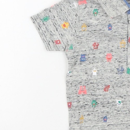 Primark Boys Grey Geometric Cotton Blend Basic Polo Size 3-6 Months Collared - Picture 9 of 12