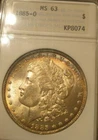 1885 O Morgan Silver Dollar ANA holder MS 63 Peripheral tone obv toned rev 4212