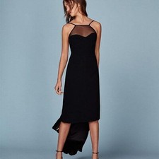 Reformation Womens Black Margot Sleeveless Sheer Midi Dress Sz 6 Cocktail Formal