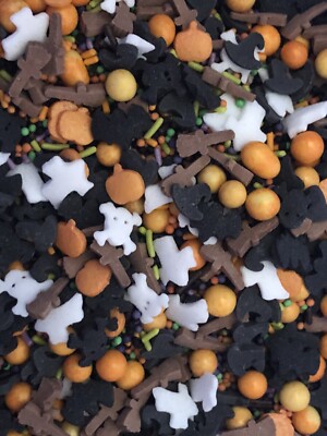 100g Halloween Cupcake Streusel essbar Tortenaufleger Deko Hexen Geister