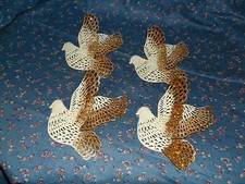 4 Beautiful Dove Christmas Ornaments Gold Glitter Wings About 4 3/4 Inch High