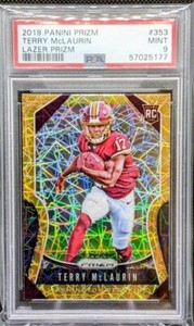 2019 Panini Terry McLaurin Lazer Prizm Rookie RC PSA 9 Mint #353 (POP 51)