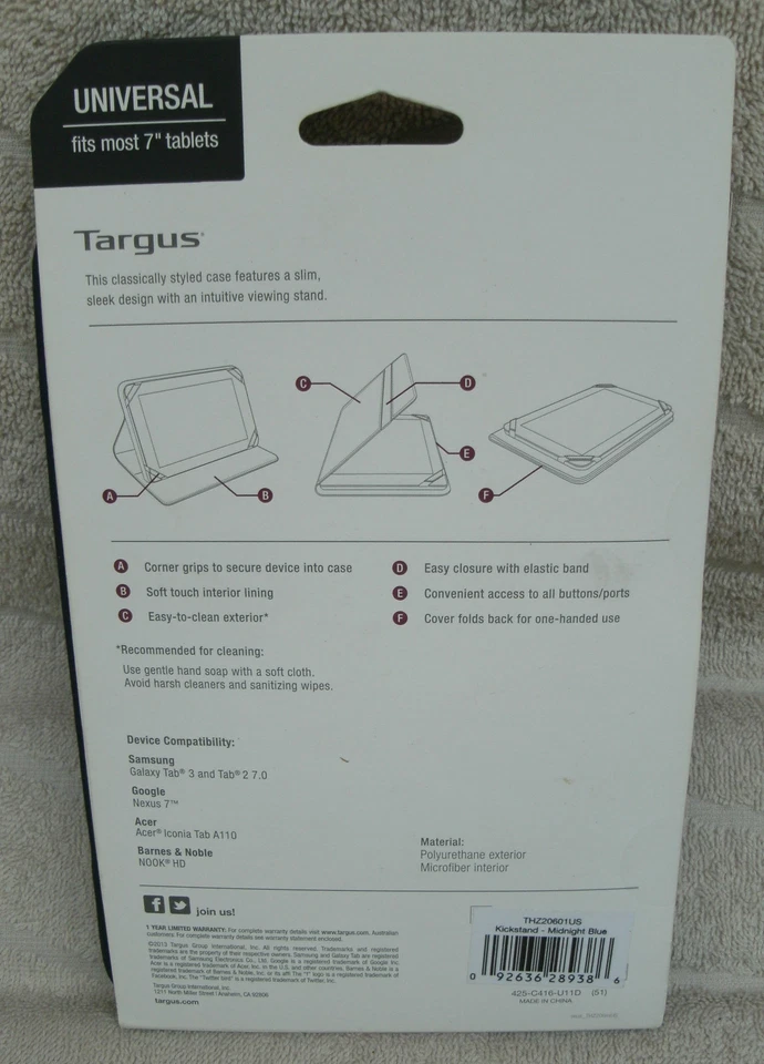 Targus 7" Universal Kickstand Case "Midnight Blue" ~ NEW - Image 2 of 2