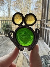 Vintage Glass Frog Sun Catcher Window Hanging Stained Glass Whimsical handmade