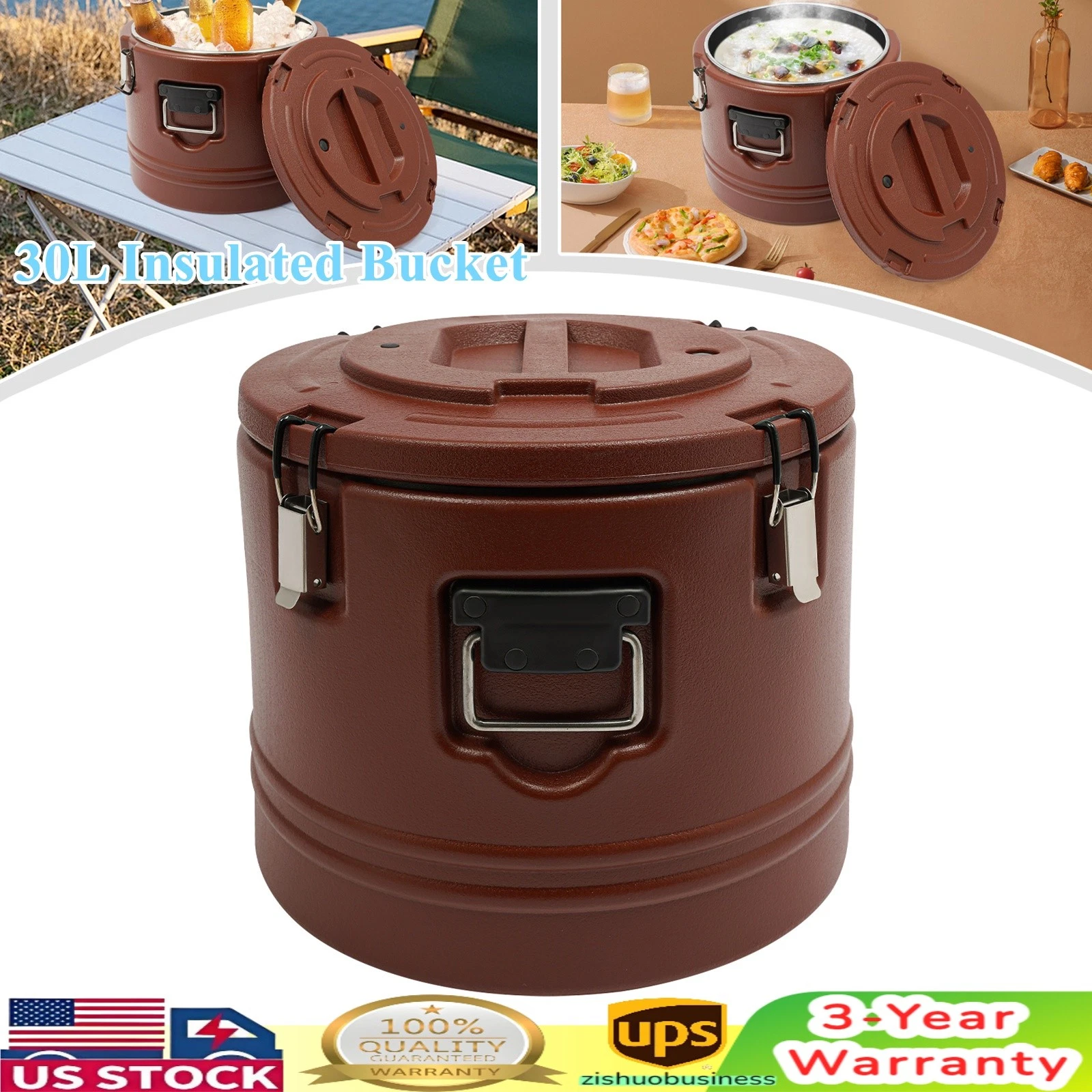 30L Insulation Food Soup Warmer Catering Box Stainless Food Pan Carrier Cooler